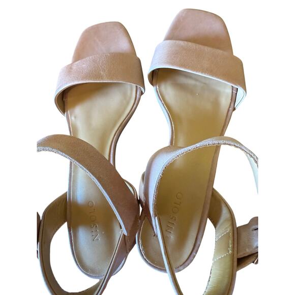 Nisolo Sz 8.5 Women's Leather Block Heeled  Adjustable Ankle Strap in Pink NEW! - Picture 8 of 9